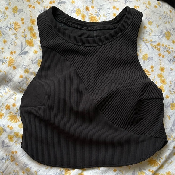 Lululemon Ribbed Longline Yoga Bra *Light Support, C/D Cup Black Size 6 - Picture 3 of 6